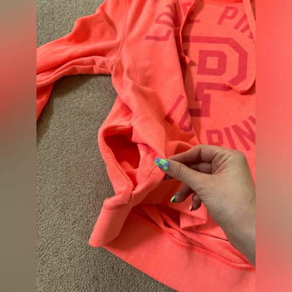 VS PINK Orange Slouchy Pullover Hoodie, Size Small - Picture 4 of 7